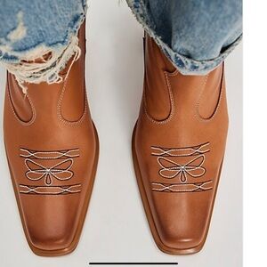Free People Wandering Western Boot Size 9 NWOT Toffee Leather